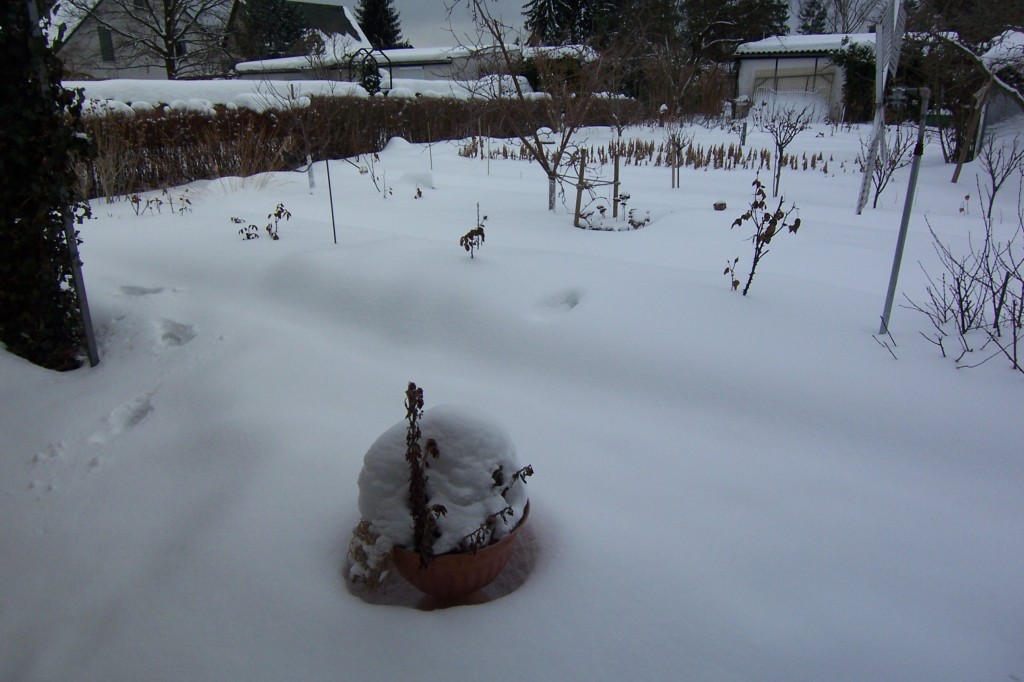 Schneewehe vor der Terasse