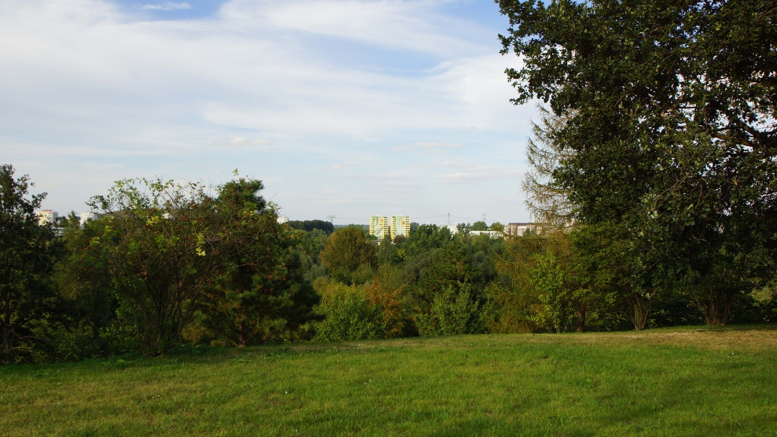 Blick vom Aussichtspunkt auf die Hochhäuser Hellersdorf.